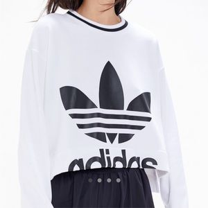 Adidas White Cropped Sweatshirt